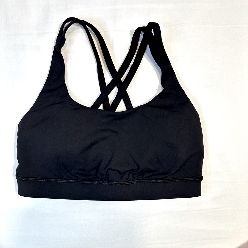 Lululemon Women's Energy Bra Strappy Black Sports Bra Size 4